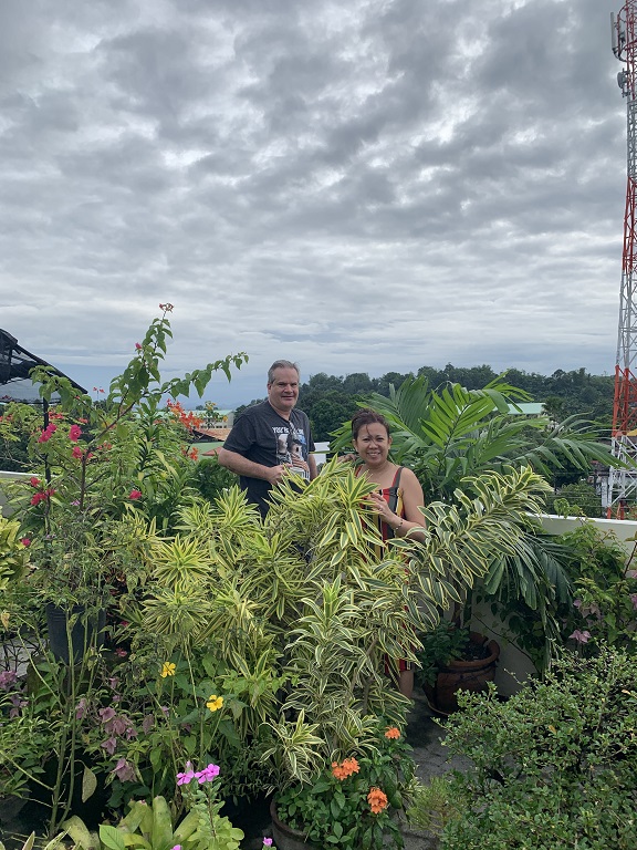 Nelda and Darren in the rooftop garden